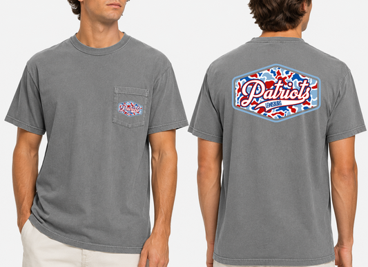 Comfort Colors Lewisburg Camo Patriots Tee- Vintage Pocket Tee/ Youth Sizes will NOT have actual pocket