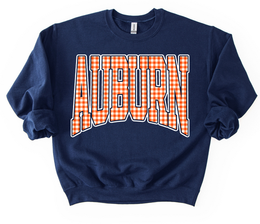 SPIRIT DROP -Auburn Gingham Print- Let's Go Tigers Unisex Sweatshirt/ Youth and Adult Sizes