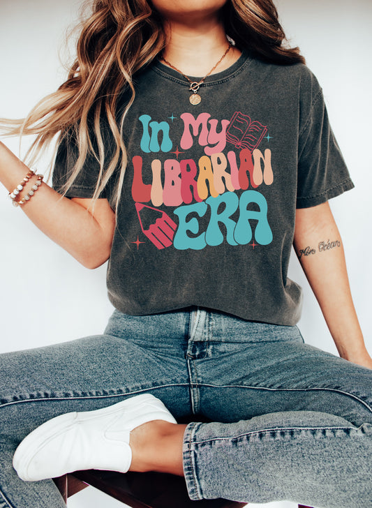 Comfort Colors Pepper or Bella Canvas Dark Gray In My Librarian Era Tee/ Back To School Shirts