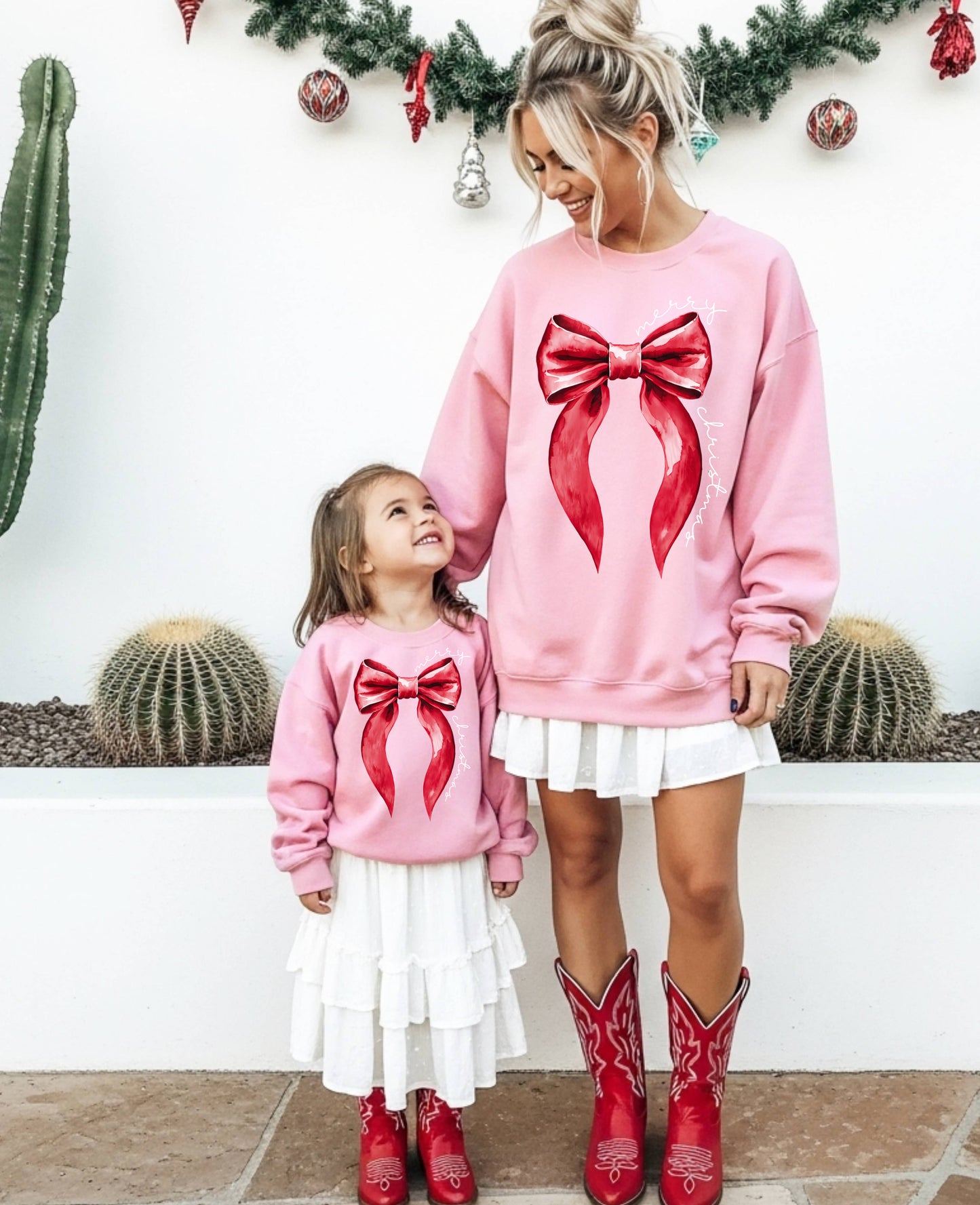 Mommy and Me Gildan or Bella Christmas Bow Sweatshirt/ Holiday Sweatshirts/ Multiple Colors