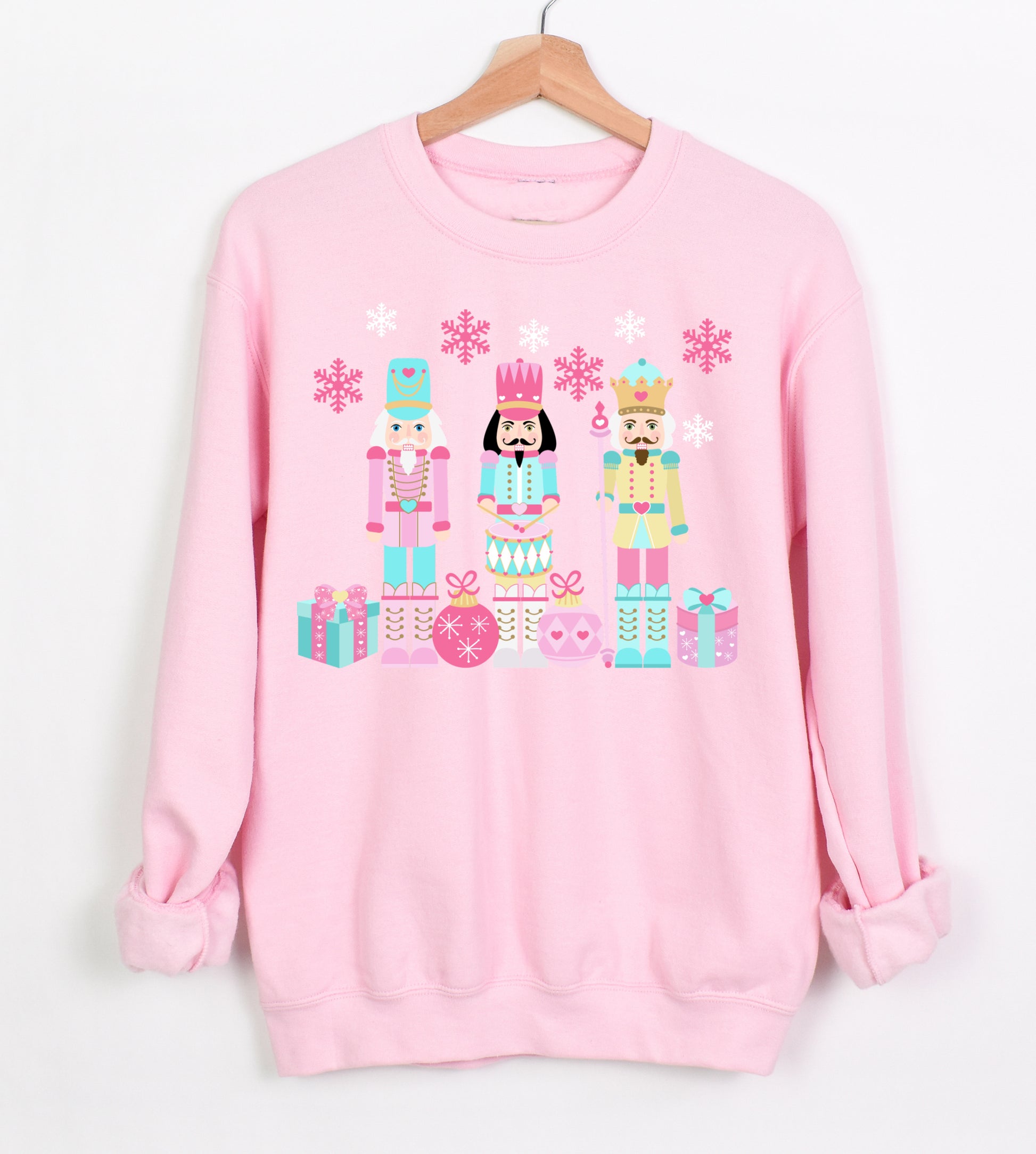 Gildan or Bella Canvas Pastel Pink Nutcrackers Christmas Sweatshirt Adult  Sizes