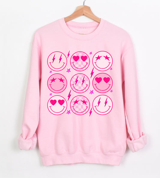 Pink Valentines Smiley Unisex Sweatshirt - Unisex Sweatshirt/ Youth and Adult Sizes