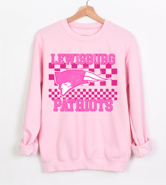 Lewisburg Soccer Fundraiser - Pink Sweatshirt / Checkered Print