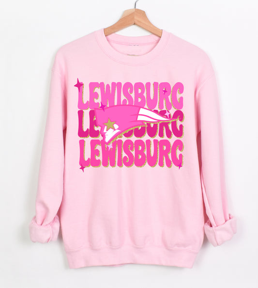 Lewisburg Soccer Fundraiser - Pink Sweatshirt / Stacked Print