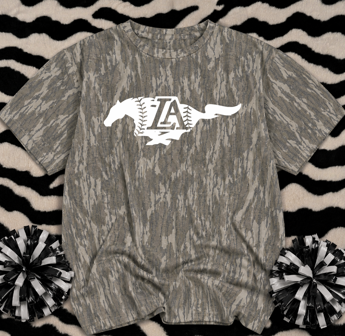 Mossy Oak Lipscomb Mustangs Baseball Tee/ Youth and Adult Sizes