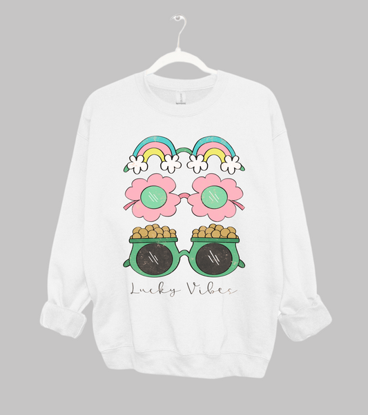 Lucky Vibes St. Patricks Day Sweatshirt/ Toddler, Youth, and Adult Sizes