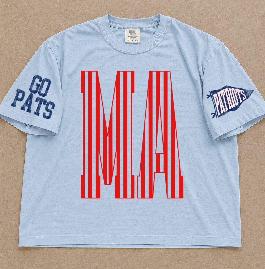 Custom Comfort Colors Striped Marshall Academy Spiritwear Shirts/Football /Baseball or Softball/ Custom Boxy Crops