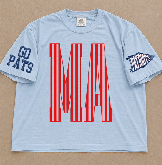 Custom Comfort Colors Striped Marshall Academy Spiritwear Shirts/Football /Baseball or Softball/ Custom Boxy Crops
