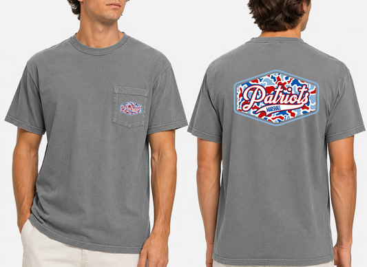 Comfort Colors Marshall Patriots Camo Tee- Vintage Pocket Tee/ Youth Sizes will NOT have actual pocket