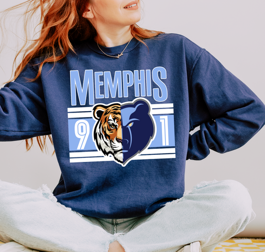 Youth and Adult Memphis 901 Tigers/Grizzlies  Basketball Sweatshirts/ Grizz Sweatshirt/ Gildan or Bella Canvas