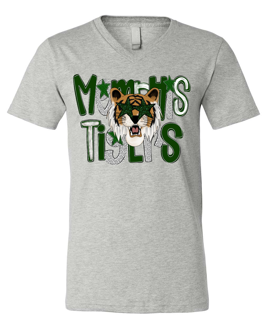 Bella Canvas V-Neck Memphis Tigers Baseball Tee /Adult Sizes