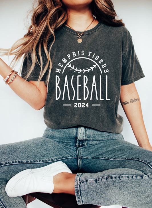 Long or Short Sleeve Memphis Tigers Comfort Colors or Bella Canvas Baseball Tee or Cropped Tank/ Youth and Adult Tees