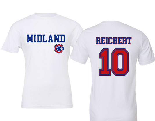 Drifit Midland Cubs Baseball Fan Tees/ Back and Front Printing