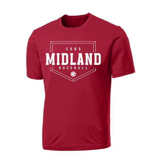 Dry Fit or Bella Canvas Midland Cubs Tee Home Plate