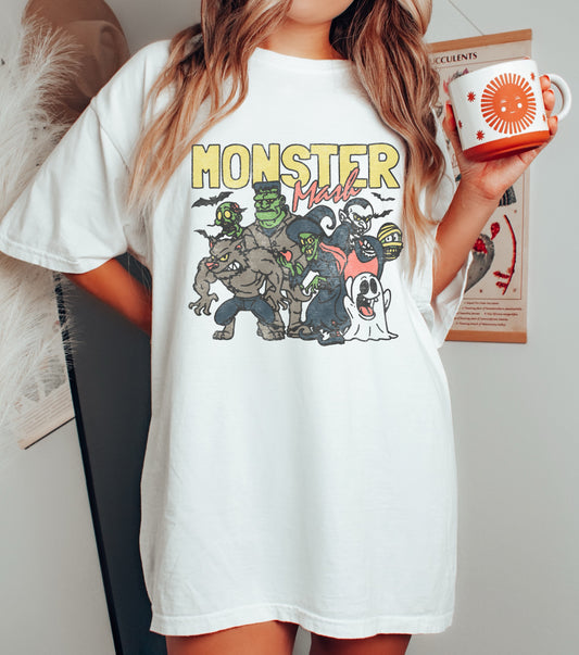 Comfort Colors or Bella Canvas Monster Mash Halloween Tee/ Vintage Retro Halloween Shirts/Youth and Adult Sizes