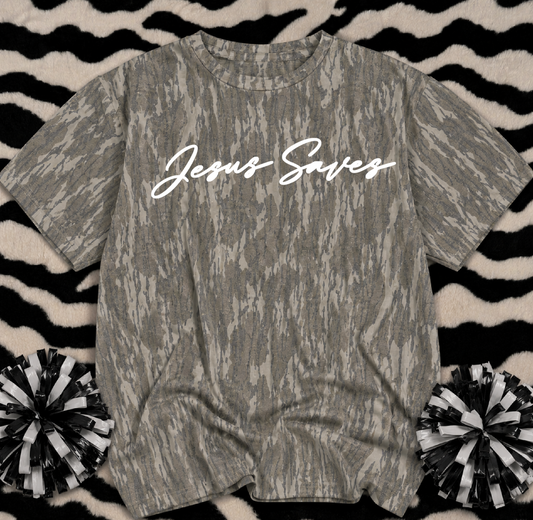 Mossy Oak Jesus Saves Camo Shirt/ Youth and Adult Sizes
