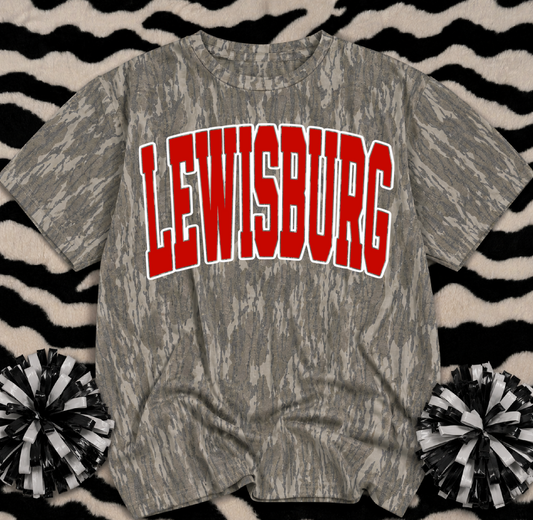 Mossy Oak Camo Shirt/ Lewisburg or Customized for ANY School or Team - Just Type In the Boxes- Adult Sizes (Youth Sizes are New Bottomland)