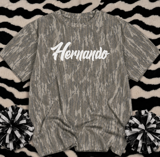 Mossy Oak Camo Shirt/ HERNANDO 0r Customized for ANY School or Team - Just Type In the Boxes- Adult Sizes (Youth Sizes are New Bottomland)