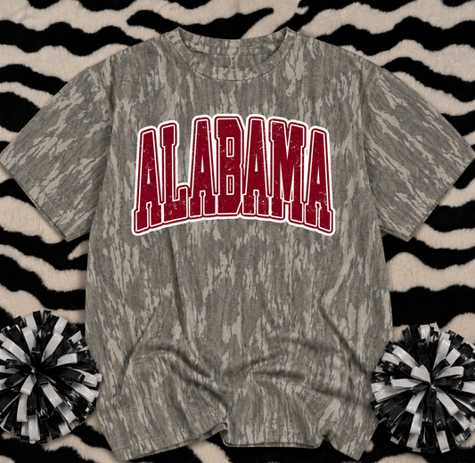 Mossy Oak Camo Distressed Alabama Tee - Youth and Adult Sizes