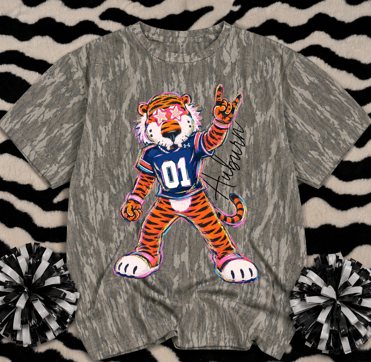 Mossy Oak Camo Aubie  Shirt/ Youth and Adult Sizes -War Eagle