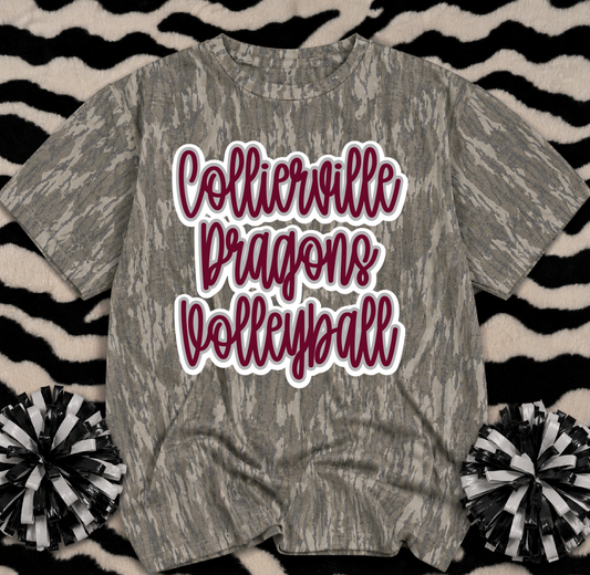 Mossy Oak Collierville Dragons Volleyball Shirt/Youth and Adult Sizes