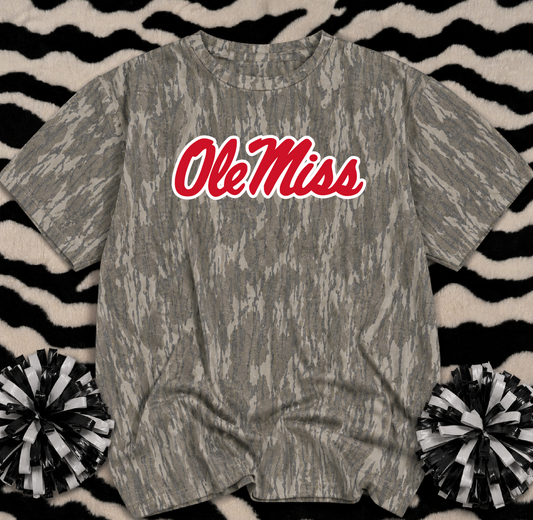 Ole Miss Mossy Oak Camo Shirt/ Youth and Adult Sizes