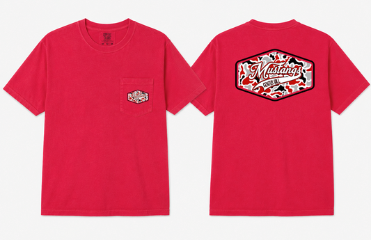 Comfort ColorsCenter Hill Mustangs Camo Tigers Tee- Vintage Pocket Tee/ Youth Sizes will NOT have actual pocket