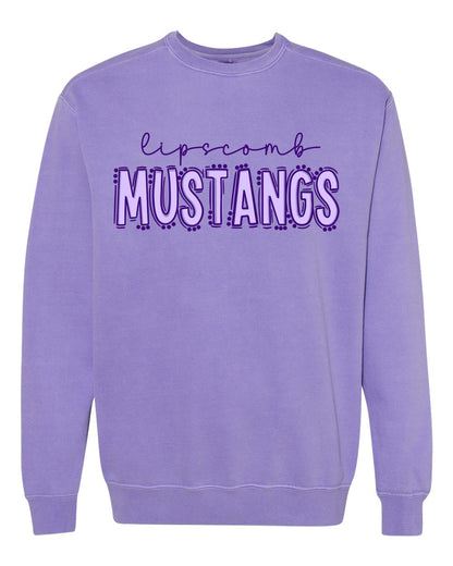 Comfort Colors Mustangs Sweatshirt /  Adult Sizes / Lipscomb Mustangs/ Multiple Colors