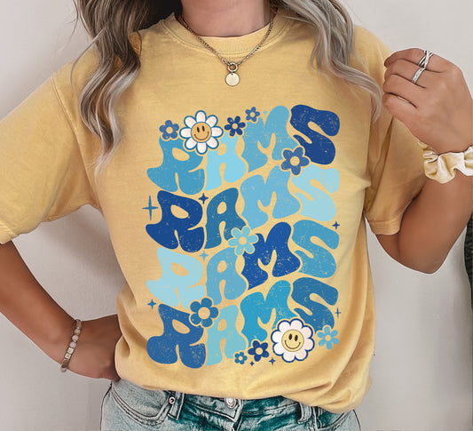 Headland Rams Daisy Stacked Tee/ Comfort Colors or Bella Canvas