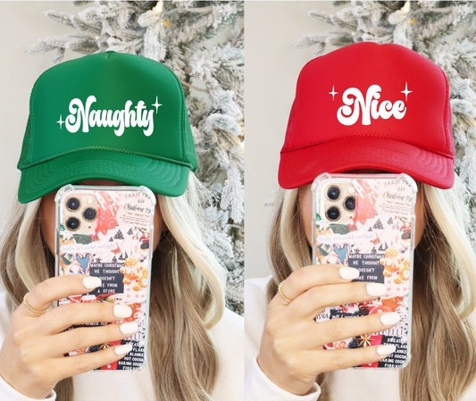 Naughty Nice Christmas Trucker Hats/ Holiday Trucker Caps