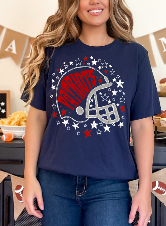 Comfort Colors Patriots Football Helmet and Stars Tee/ Youth and Adult Sizes
