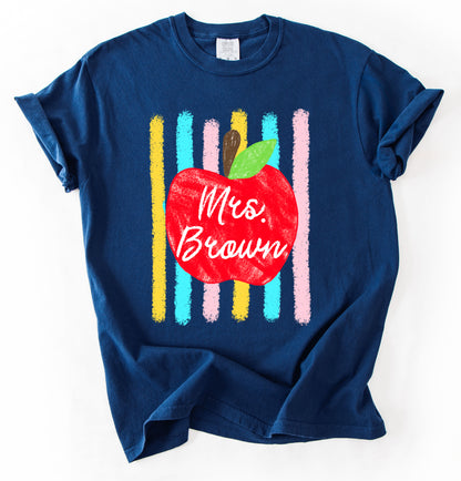 Comfort Colors Back To School Teachers Shirt/ Personalized Teacher Name Shirt/ Adult Sizes