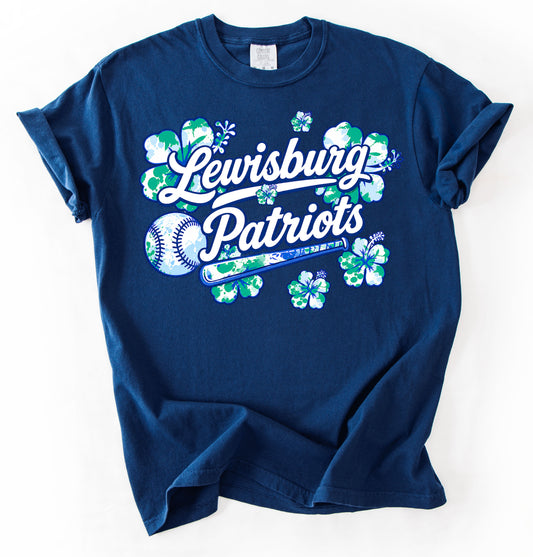 Lewisburg Patriots Baseball Hawaiian Theme Tee/ Comfort Colors - Youth and Adult Sizes