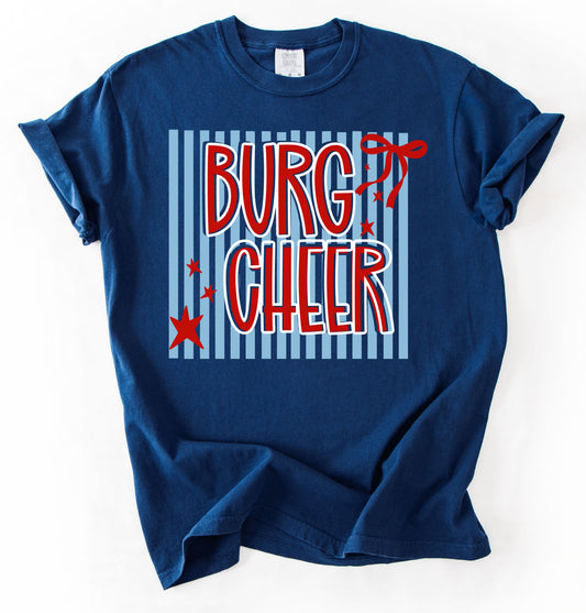 Navy Comfort Colors or Gildan Softstyle - Burg Cheer/ Lewisburg Patriots Cheer Shirt /Youth and Adult Sizes