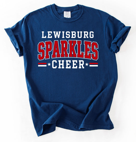 Lewisburg Sparkles Cheer Shirt/ Comfort Colors or Gildan Softstyle Brand/ Youth and Adult Sizes