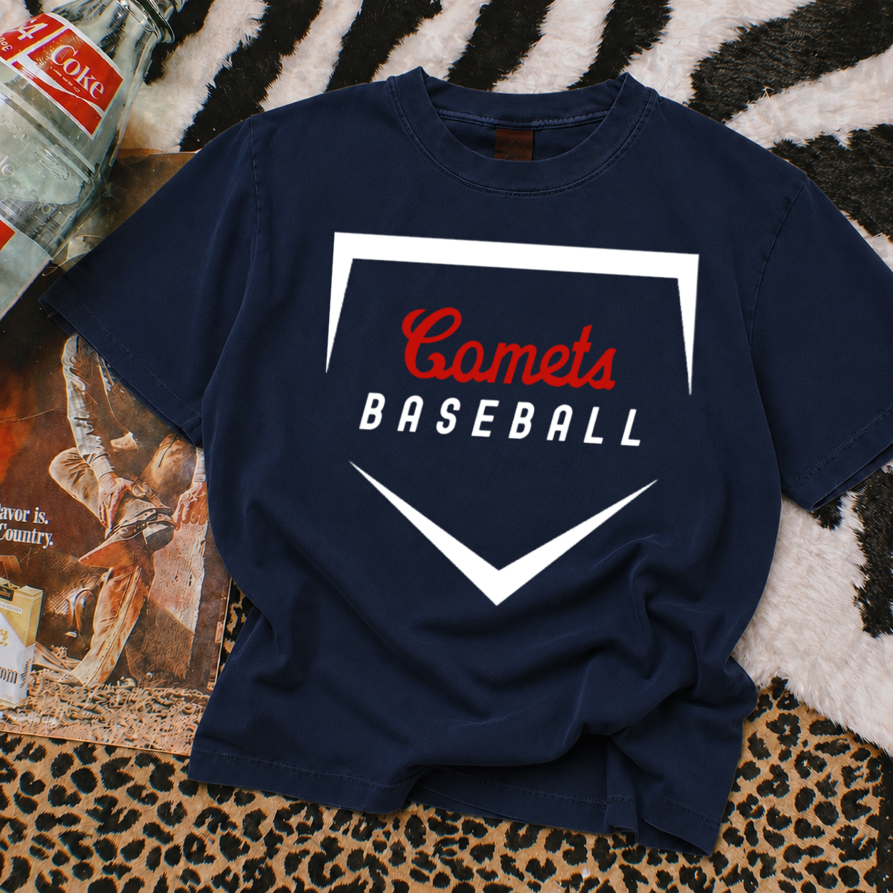 Comets Baseball Boxy Crop or Full Length Shirt /Adult Sizes