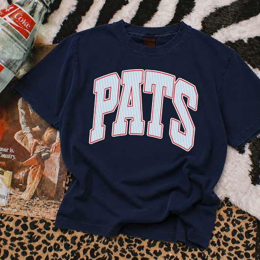 Boxy Crop Seersucker Print PATS Shirt - Adult Sizes/ Lewisburg/ Marshall Academy/Pike Lib