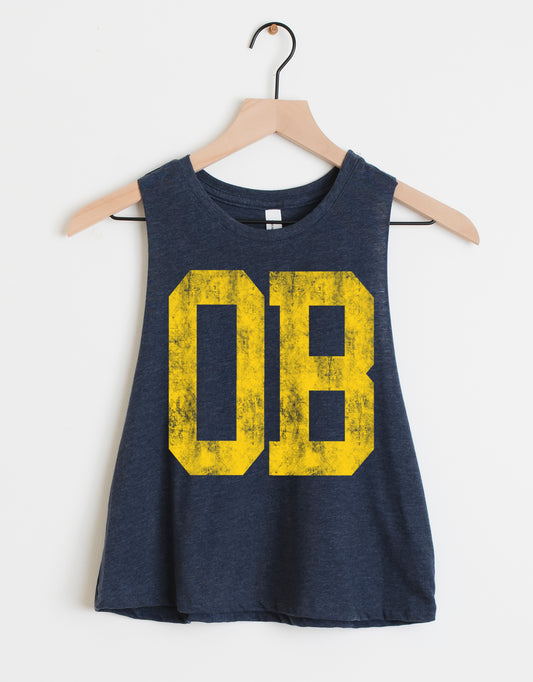Navy Olive Branch Crop Tank
