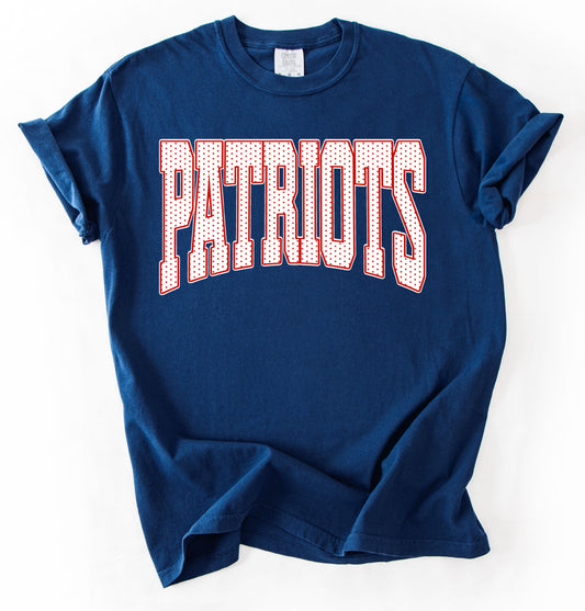 Comfort Colors or Gildan Softstyle Patriots Polkadot Cursive Tee - Youth and Adult Sizes