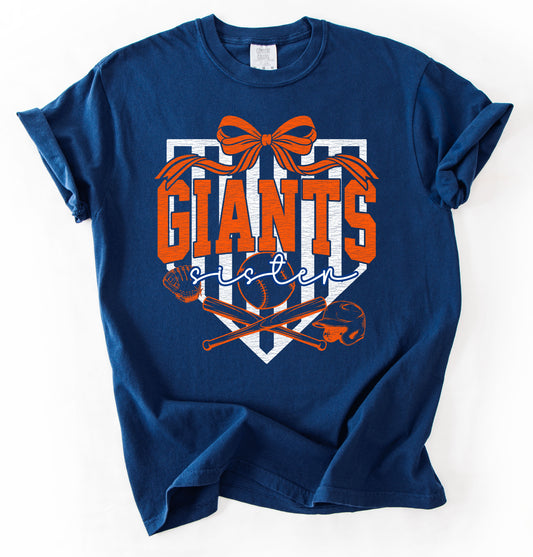 Comfort Colors or Gildan Softstyle Giants Sister Baseball Shirt/ Youth and Adult Sizes