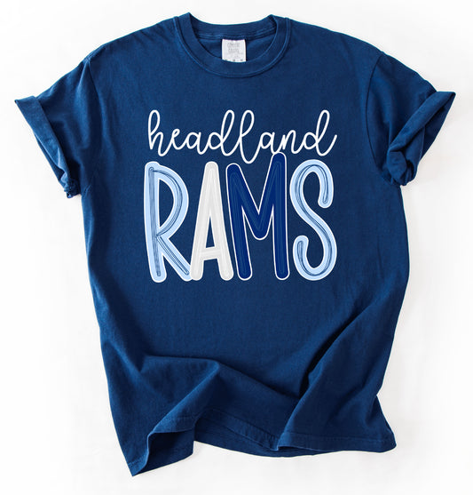 Headland Rams Tee/ Comfort Colors or Gildan Softstyle /Youth and Adult Sizes