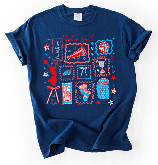 Navy Comfort Colors or Gildan Softstyle - Lewisburg Patriots Cheer Shirt /Youth and Adult Sizes