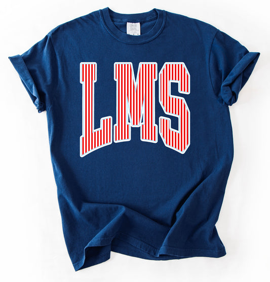 LMS Striped Design - Comfort Colors Brand/ Lewisburg Middle Patriots Shirt/ Youth and Adult Sizes
