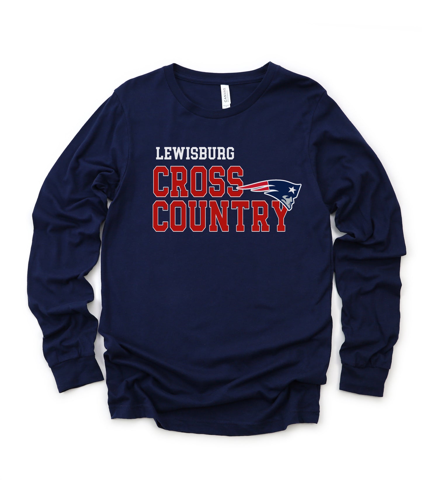 Bella Canvas Lewisburg Cross Country Long Sleeve Patriots Shirt - Navy