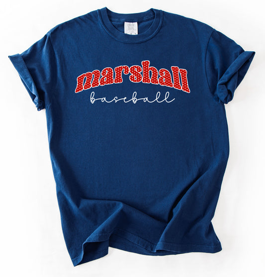 Comfort Colors or Gildan Softstyle Marshall Academy Patriots Baseball Shirt/ Youth and Adult Sizes