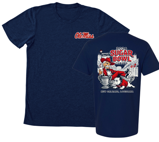Front/ Back Sugar Bowl Champs Shirt/ Ole Miss Shirt- Gildan Softstyle