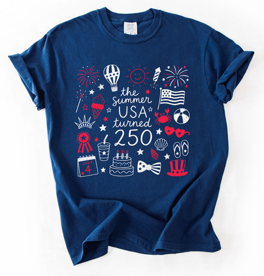 250 Years Drop - The Summer USA turned 250 - Comfort Colors or Gildan Softstyle Shirt/ Youth and Adult Sizes