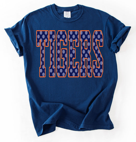 Auburn Tee/ Comfort Colors or Bella Canvas/ Youth and Adult Sizes - Tigers Polka Dot Tee