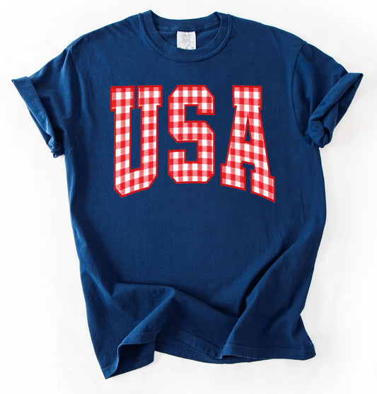 250 Years Drop - USA Gingham- Comfort Colors or Gildan Softstyle Shirt/ Youth and Adult Sizes