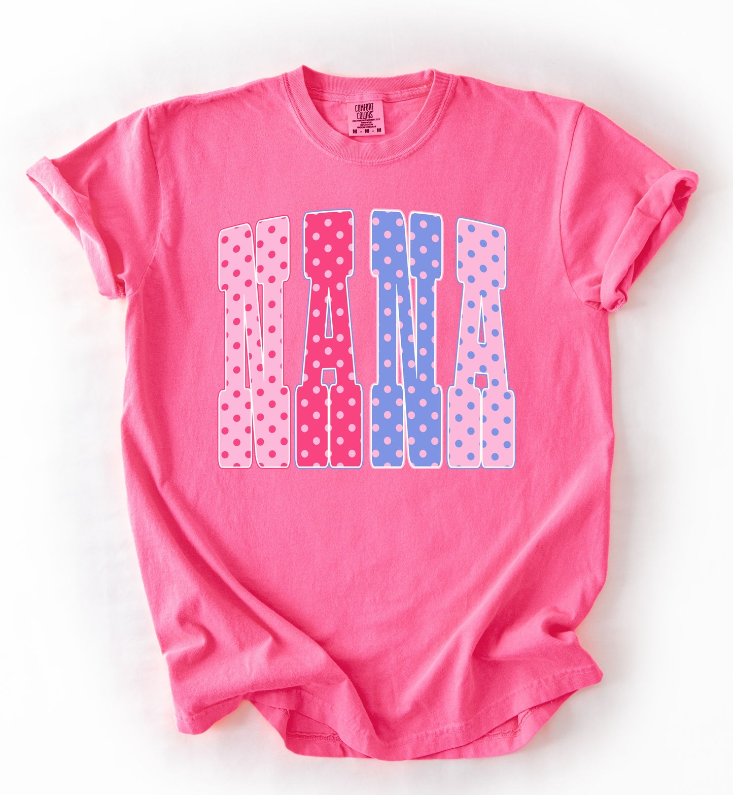 Pink Comfort Colors or Gildan Softstyle Nana Polkadot Shirt/ Gifts for Her/ Mothers Day Gift